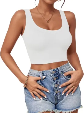 1-3Pcs Crop Tops for Women, U Neck Sleeveless Tank Tops, Basic Cropped Racerback Going Out Tops Athletic Sports Shirts