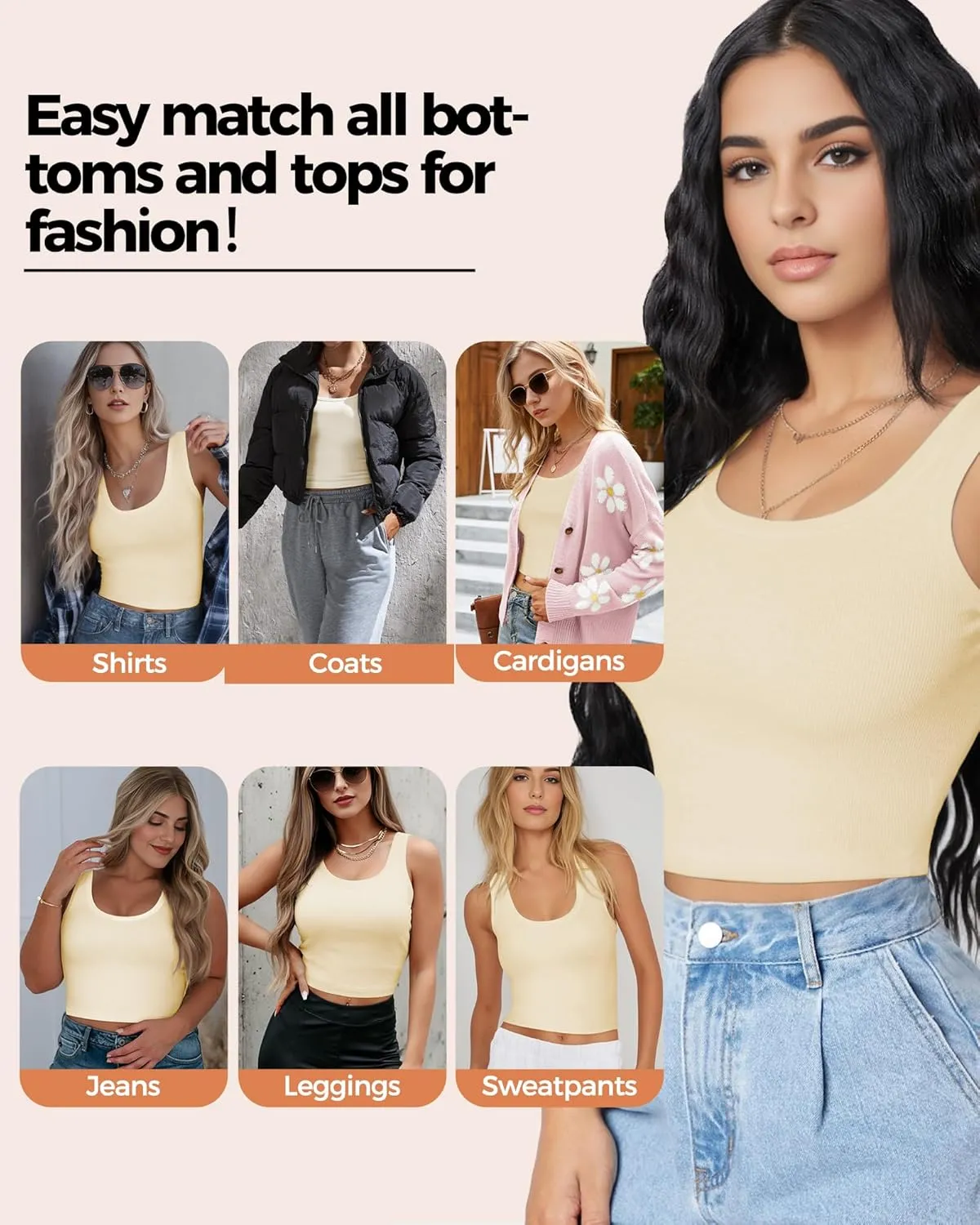 1-3Pcs Crop Tops for Women, U Neck Sleeveless Tank Tops, Basic Cropped Racerback Going Out Tops Athletic Sports Shirts