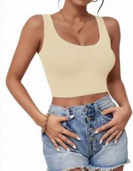 1-3Pcs Crop Tops for Women, U Neck Sleeveless Tank Tops, Basic Cropped Racerback Going Out Tops Athletic Sports Shirts