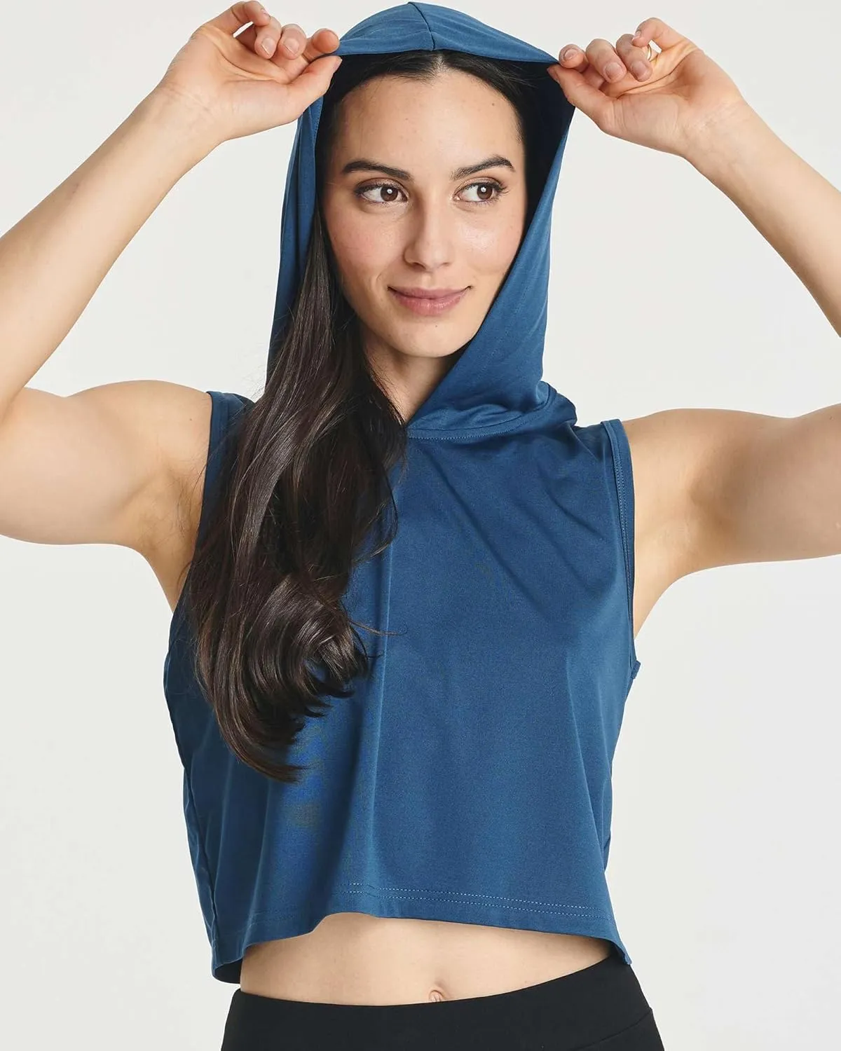 3 Pack: Women's Dry-Fit Sleeveless Cropped Tank Top Hoodie - Athletic Crop Sweatshirt
