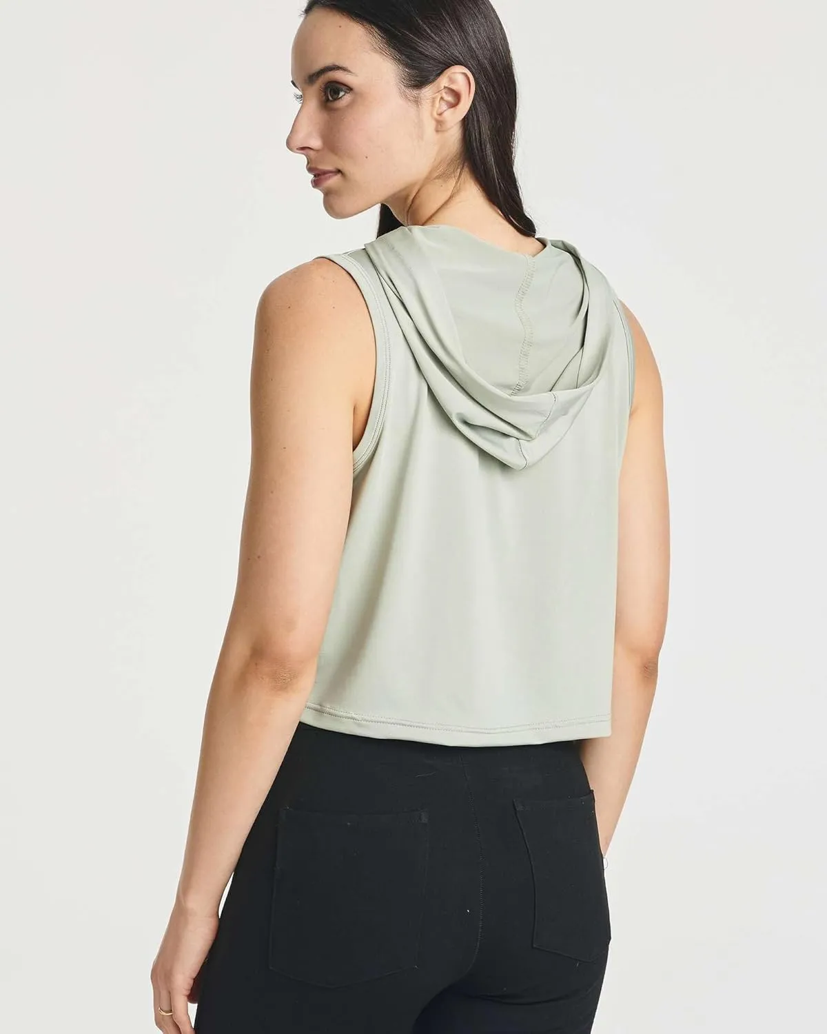 3 Pack: Women's Dry-Fit Sleeveless Cropped Tank Top Hoodie - Athletic Crop Sweatshirt
