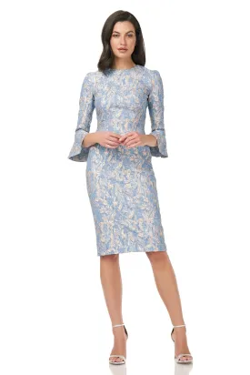 Bell Sleeve Cloque Cocktail Dress