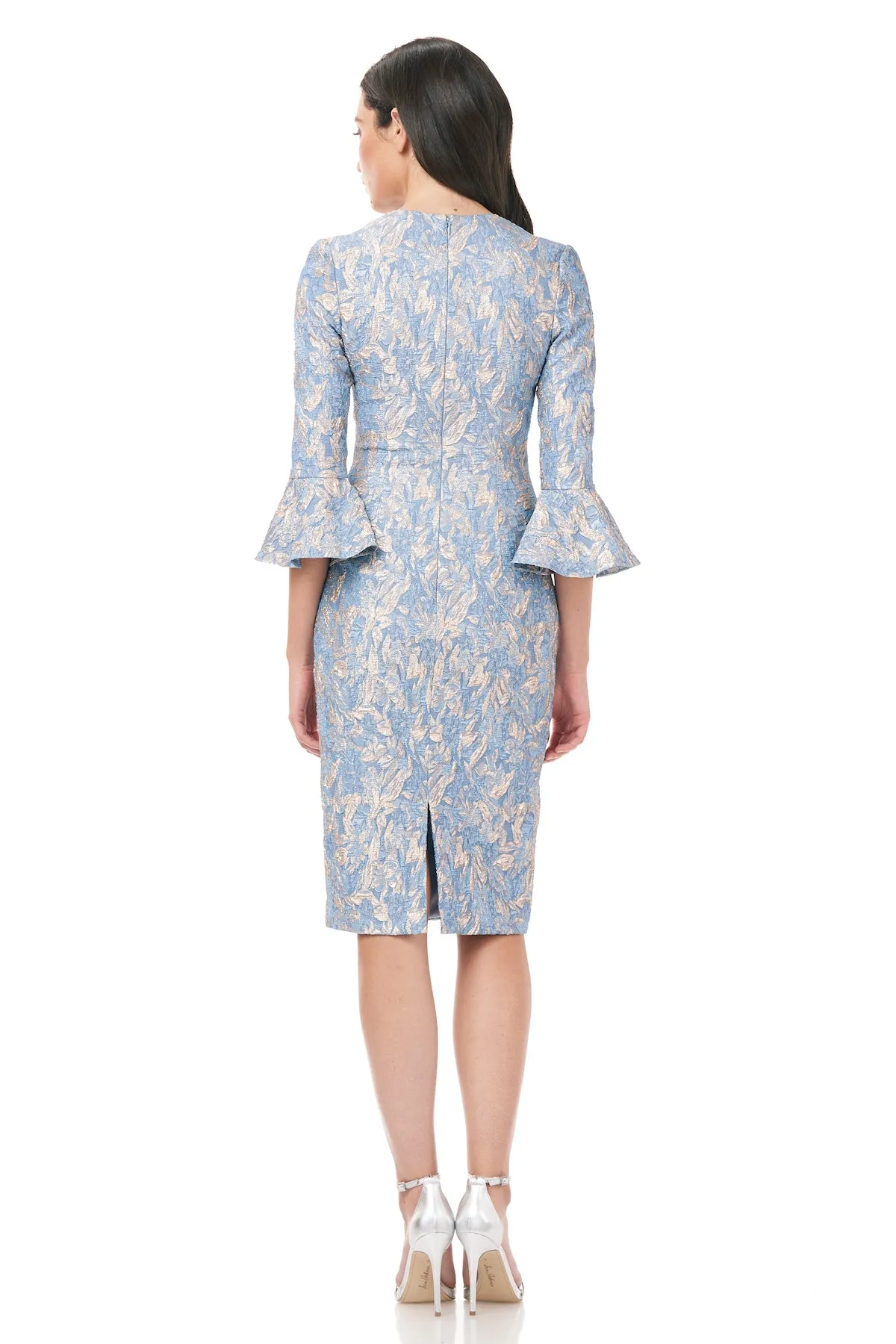 Bell Sleeve Cloque Cocktail Dress