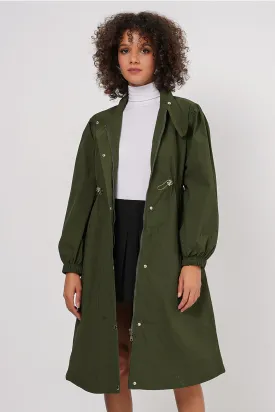 BGD Women Lined Long Trench Coat - Khaki - Tivoli