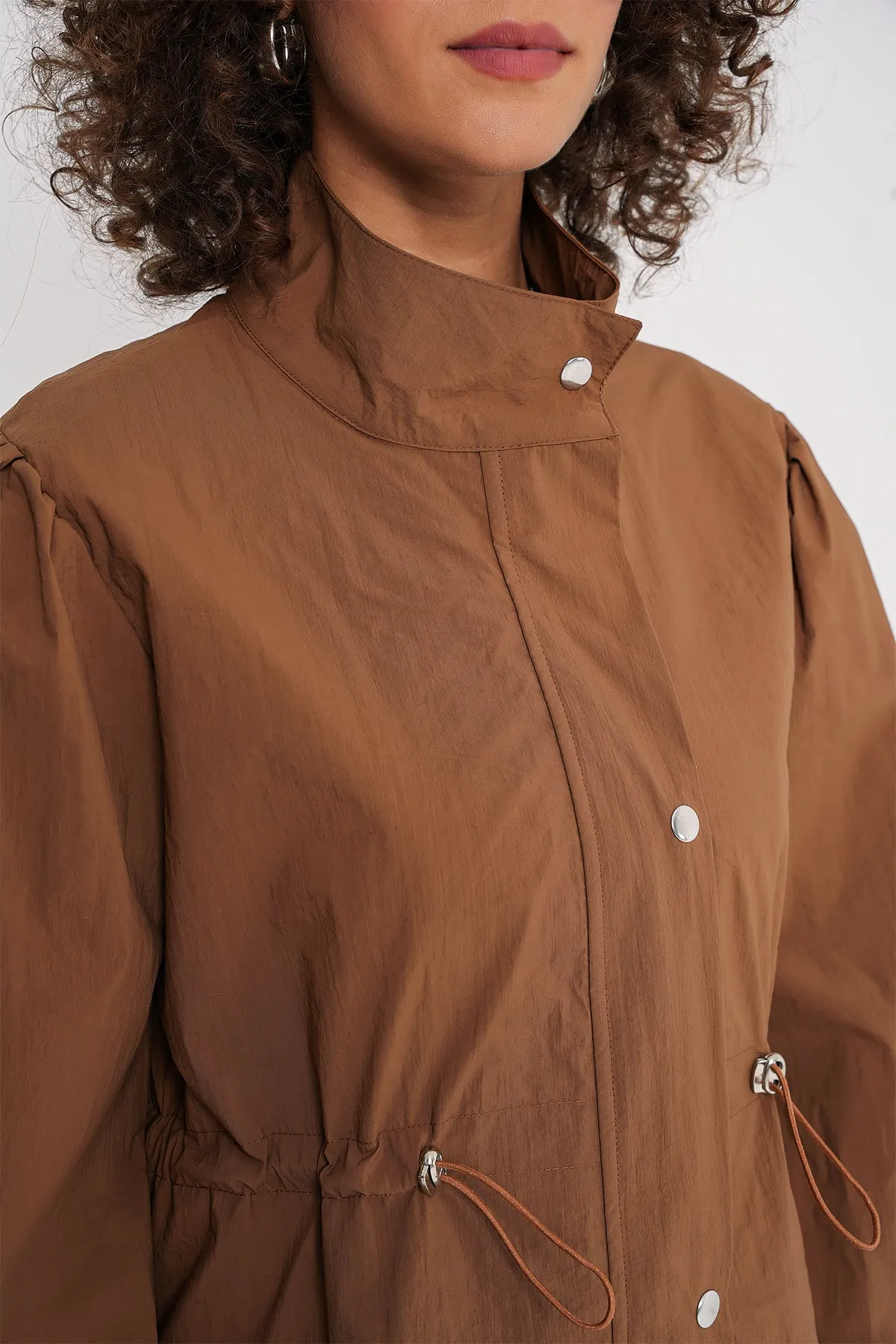 BGD Women Lined Long Trench Coat - Tan - Leander