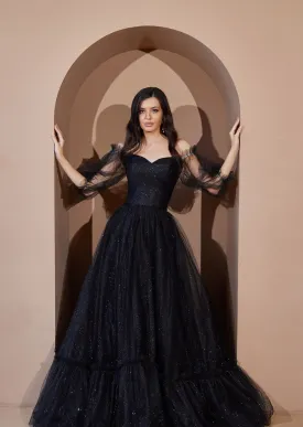 Black A-line Evening Dress