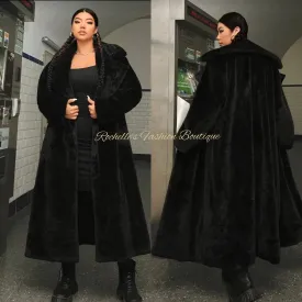 Black Fur Trench  Coat
