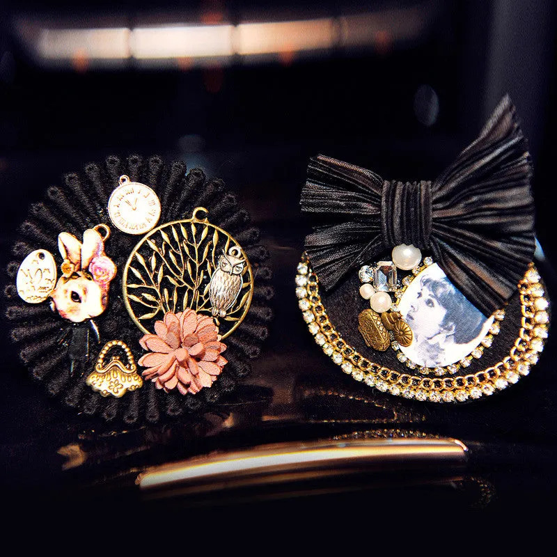 Bling Your Ride-Vintage Lolita Badge Car Air Vent Bling Pearl Pendant