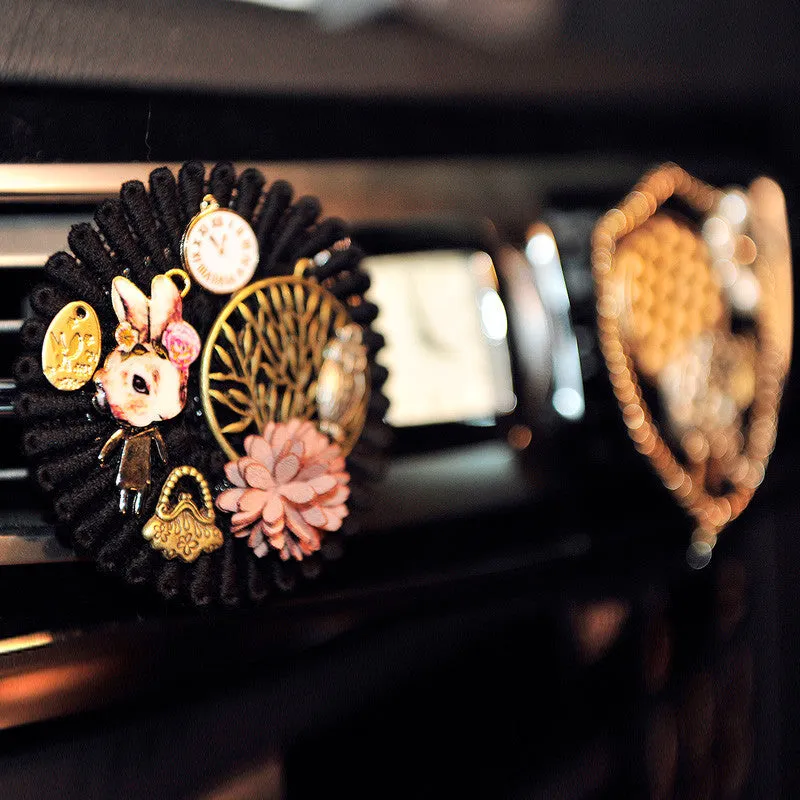 Bling Your Ride-Vintage Lolita Badge Car Air Vent Bling Pearl Pendant