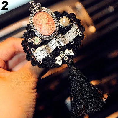 Bling Your Ride-Vintage Lolita Badge Car Air Vent Bling Pearl Pendant