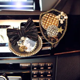 Bling Your Ride-Vintage Lolita Badge Car Air Vent Bling Pearl Pendant