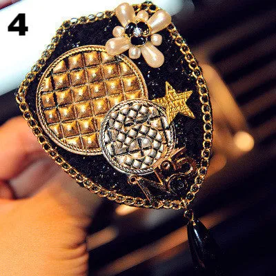 Bling Your Ride-Vintage Lolita Badge Car Air Vent Bling Pearl Pendant