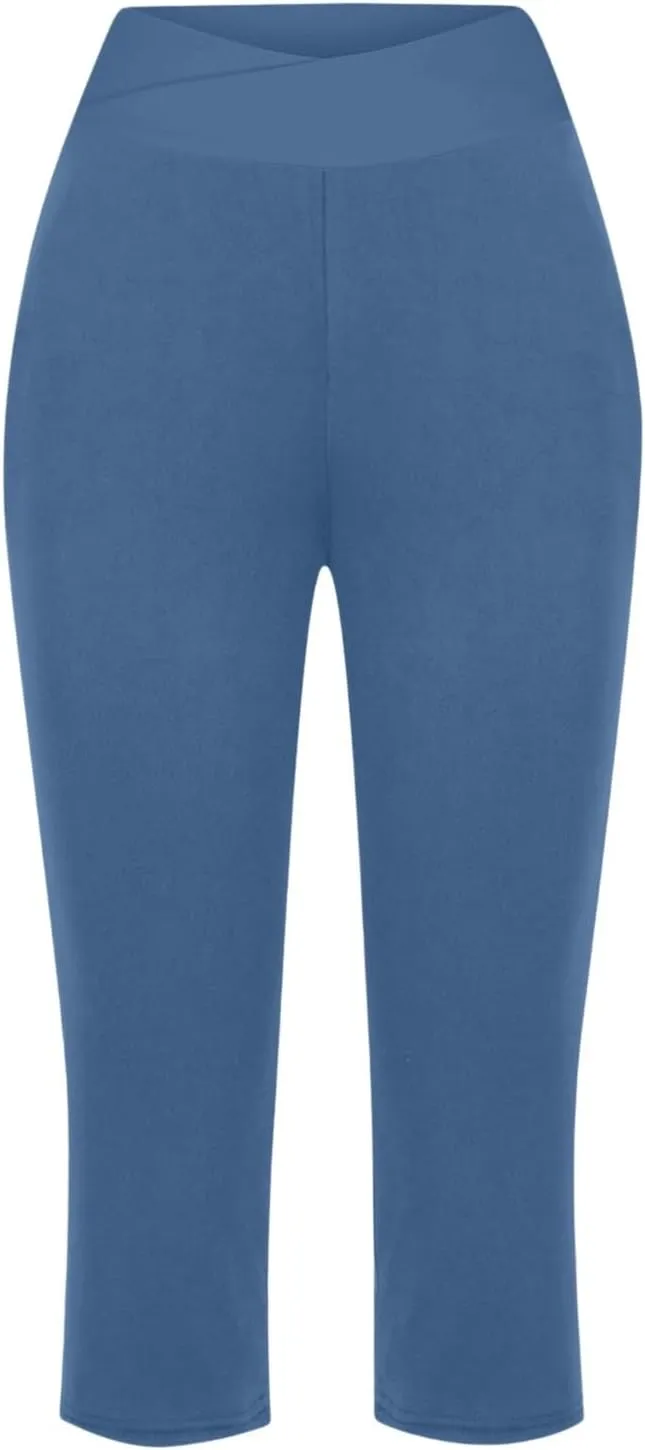 Capri Pants for Women High Waisted Athletic Yoga Workout Gym Jogger Sweatpants Summer Casual Wear Cropped Trousers