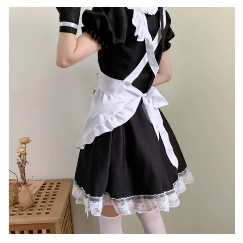 Cat Maid Cosplay Costume Lolita Dress Halloween Uniform Chest Cut Out Full set