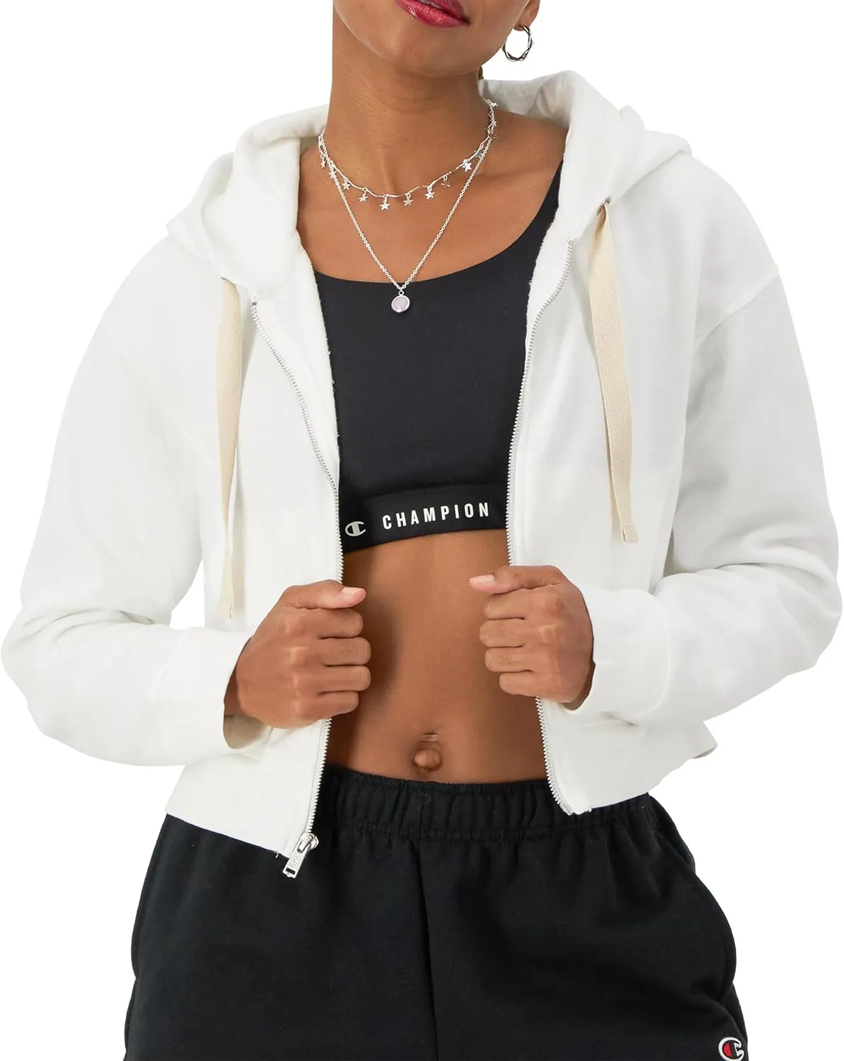 Champion Women's Sweatshirt, Vintage Wash Hoodie, Zip-Up Hoodie with Vintage Wash For Women