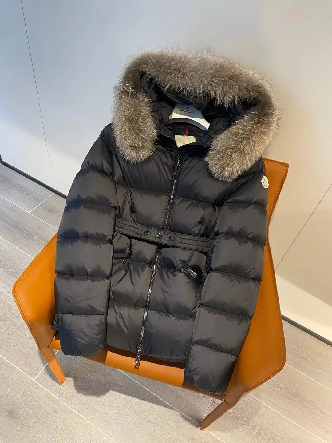 Clothes 417 Moncler Boed Black Hooded Shearling Short Down Jacket / Size1/2/3/4