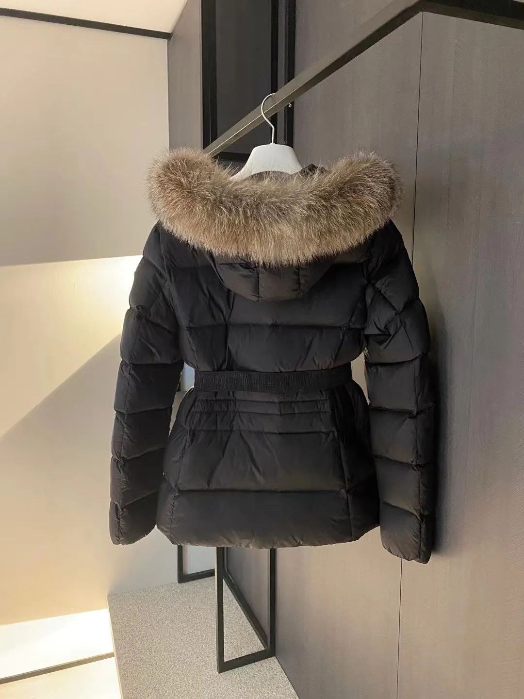 Clothes 417 Moncler Boed Black Hooded Shearling Short Down Jacket / Size1/2/3/4