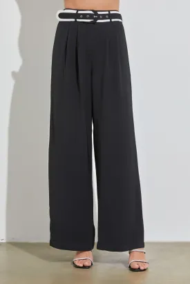 contrast wide leg pants