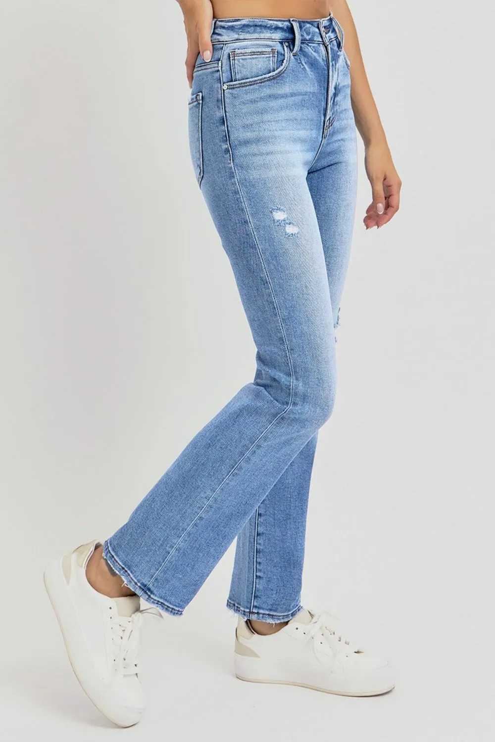 Delilah High Rise Distressed Straight Jeans