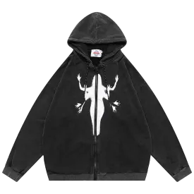 Extreme Aesthetic 'Shadow' Zip-Up Cotton Hoodie