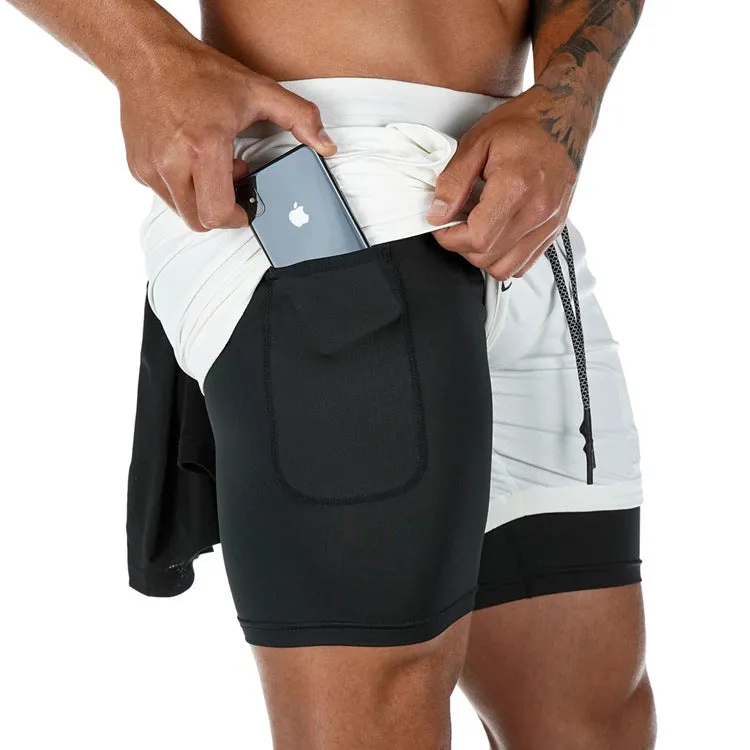 Five-point Pants Double Layer Men's Fitness Training Shorts