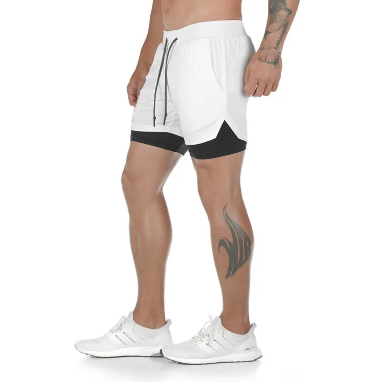 Five-point Pants Double Layer Men's Fitness Training Shorts