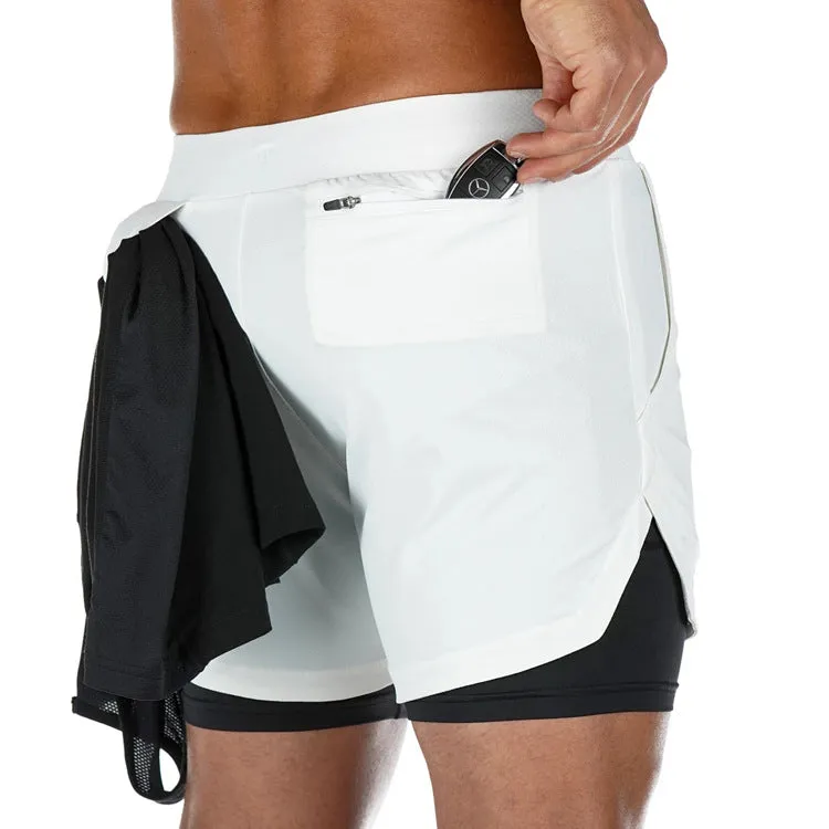 Five-point Pants Double Layer Men's Fitness Training Shorts