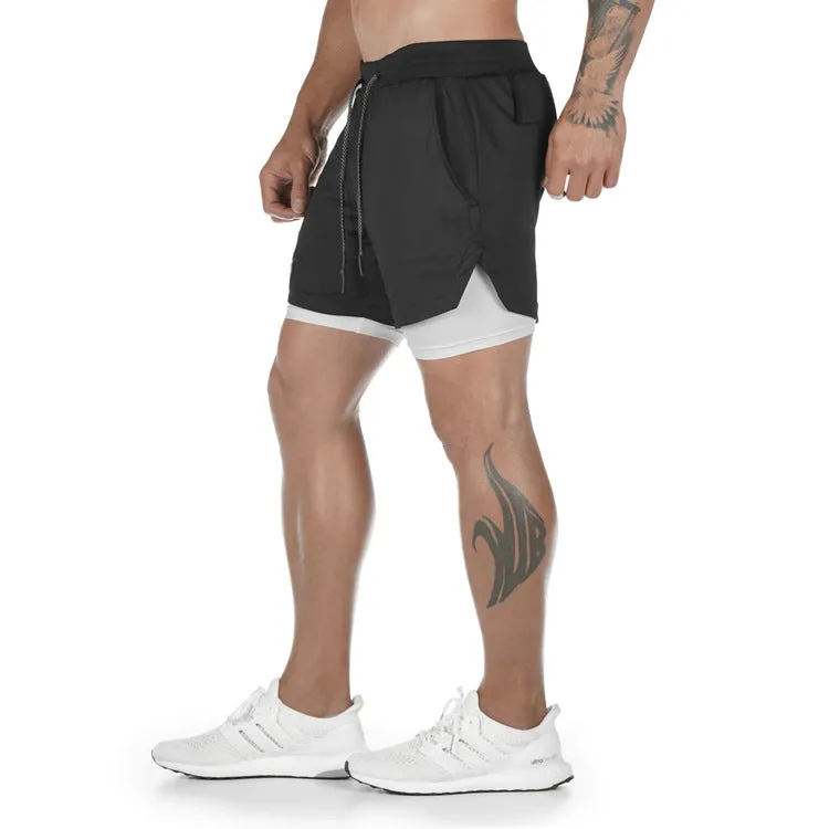 Five-point Pants Double Layer Men's Fitness Training Shorts