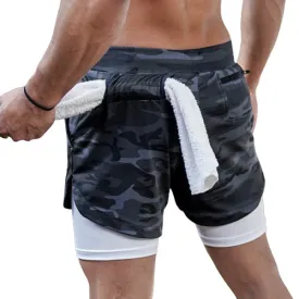 Five-point Pants Double Layer Men's Fitness Training Shorts