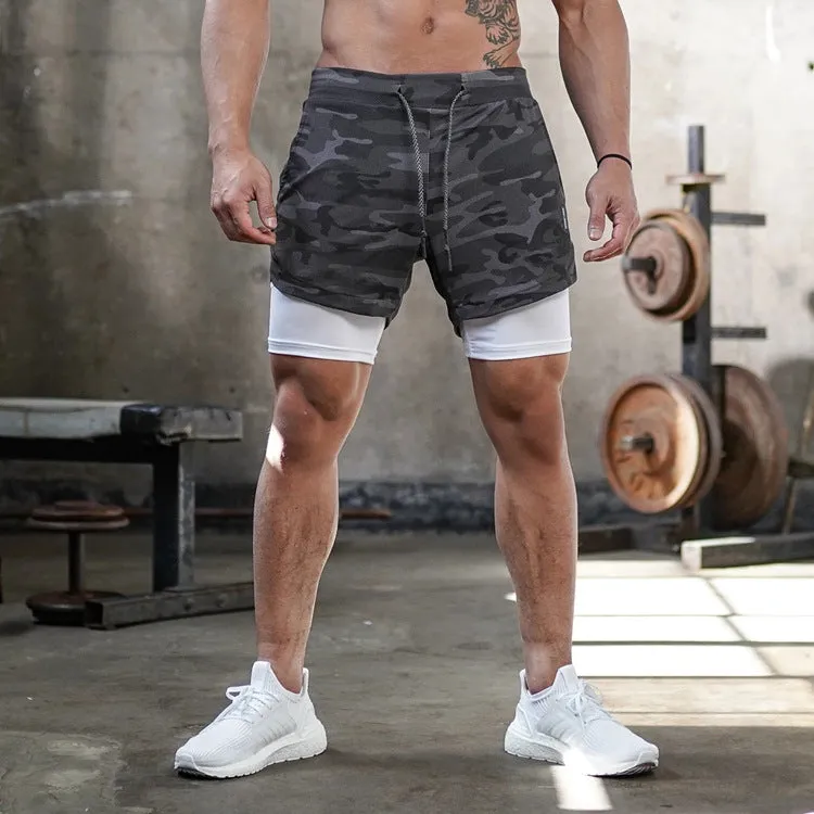 Five-point Pants Double Layer Men's Fitness Training Shorts