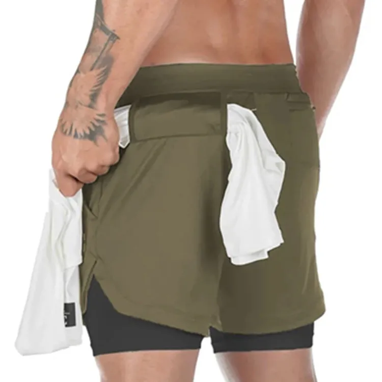 Five-point Pants Double Layer Men's Fitness Training Shorts