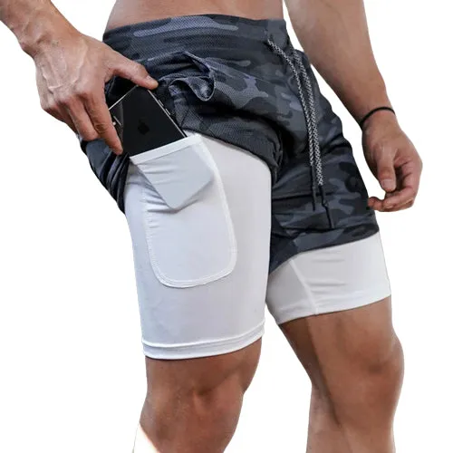 Five-point Pants Double Layer Men's Fitness Training Shorts