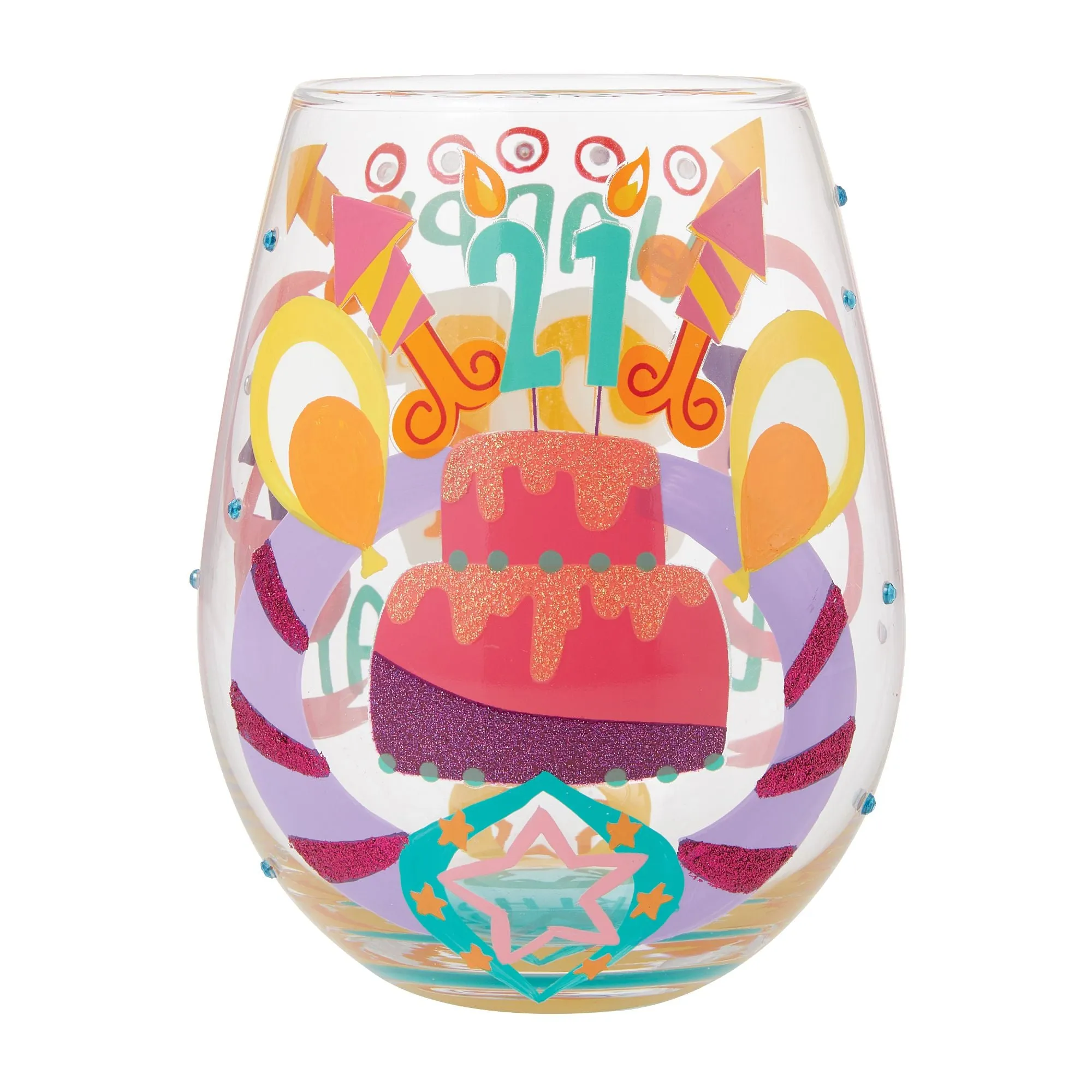 Happy 21st Stemless Wine Glass