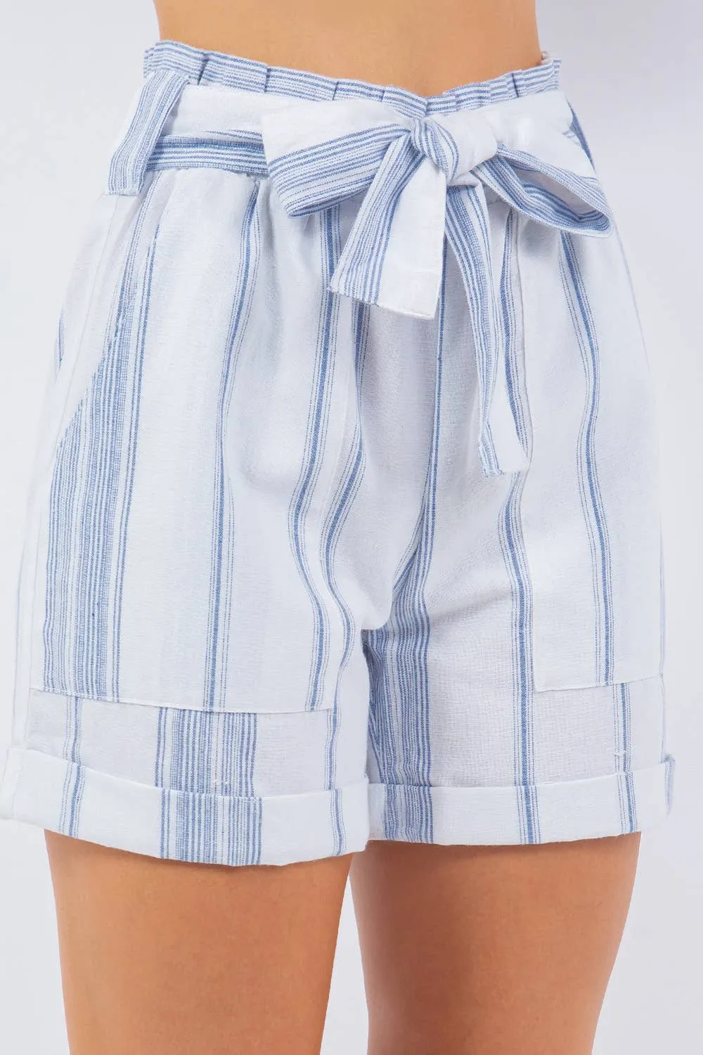Joanna's Shorts - Khaki/Chocolate/White Linen Stripe