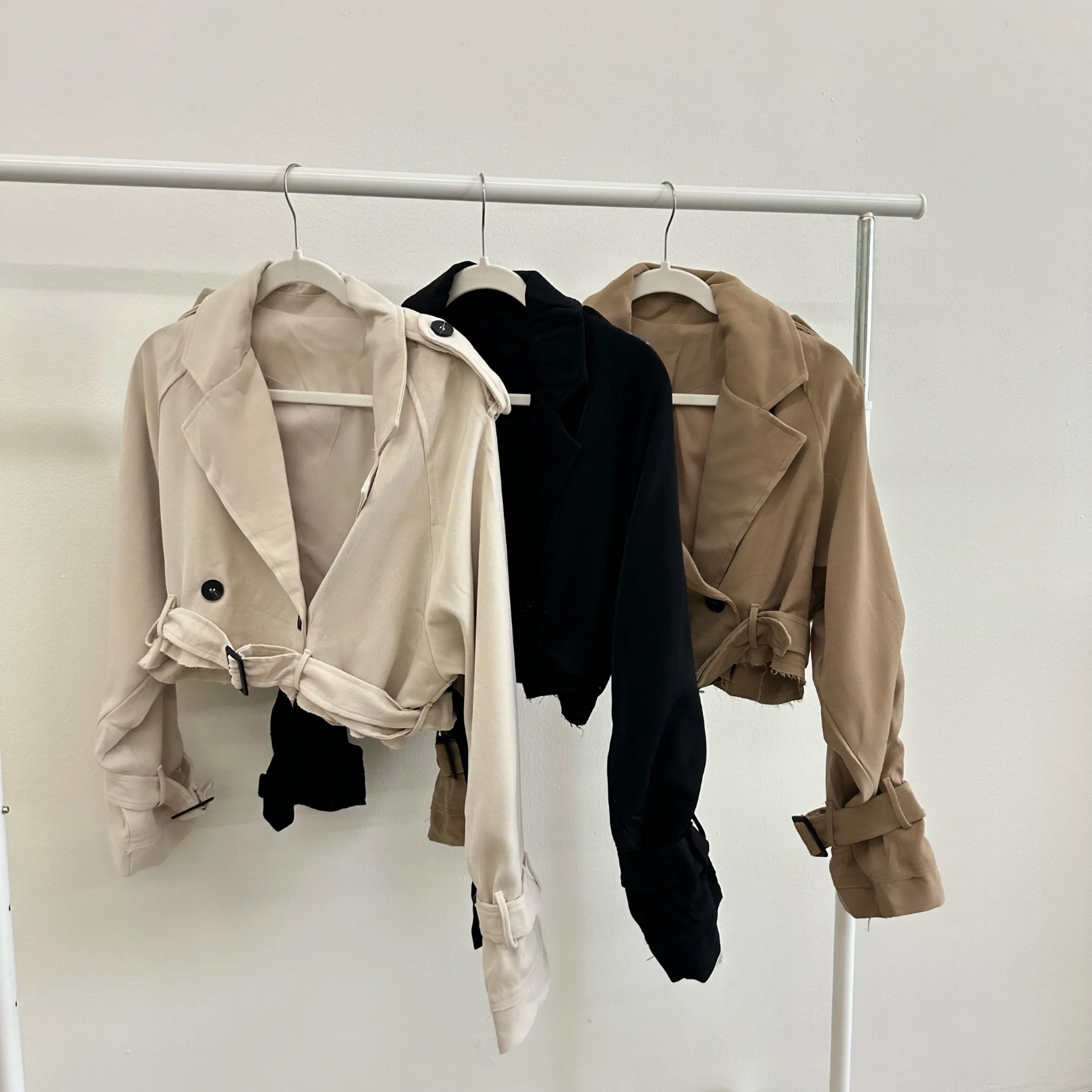 Jody Cropped Trench Coat (BLACK)