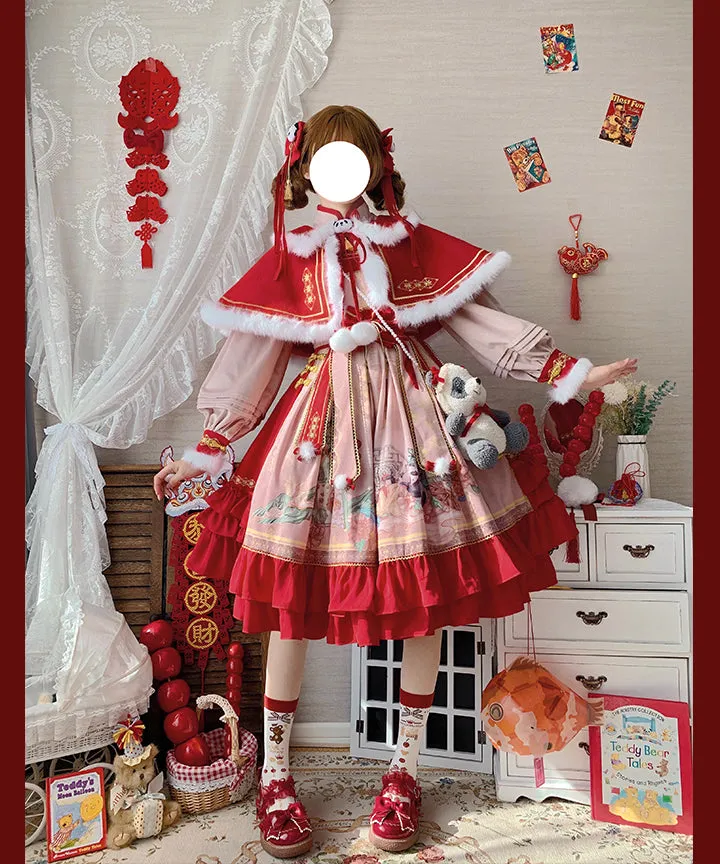 JSK Full Set♥Ready to Ship♥Red Panda ♥Chinese Style Lolita Dress