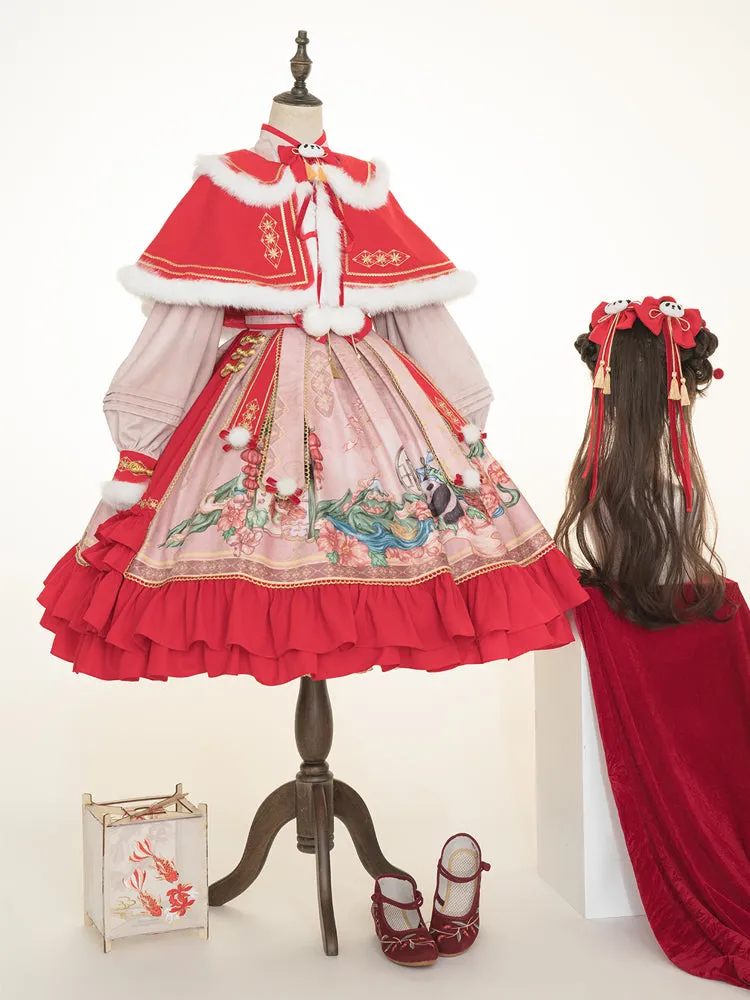 JSK Full Set♥Ready to Ship♥Red Panda ♥Chinese Style Lolita Dress