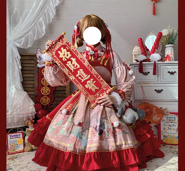 JSK Full Set♥Ready to Ship♥Red Panda ♥Chinese Style Lolita Dress
