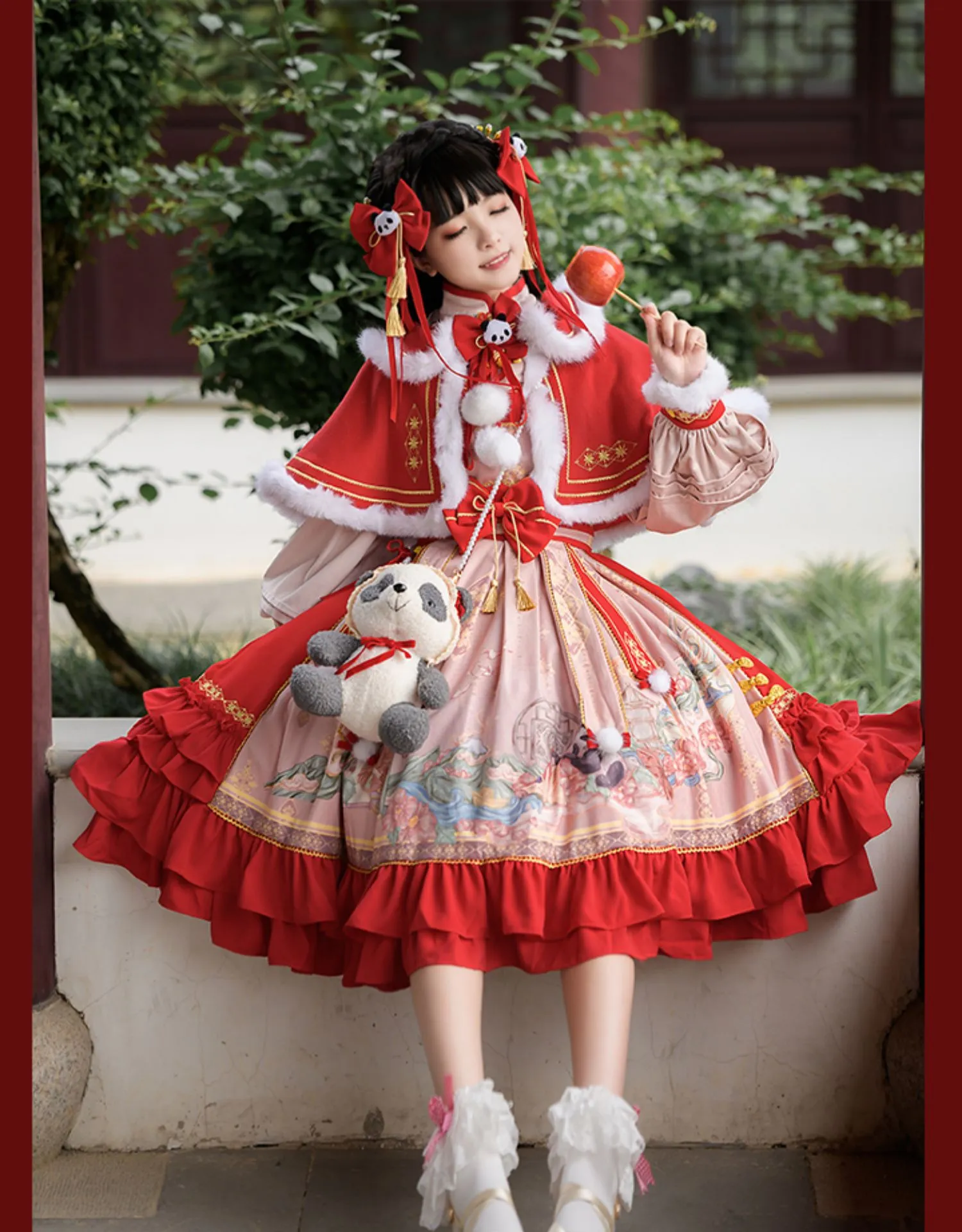 JSK Full Set♥Ready to Ship♥Red Panda ♥Chinese Style Lolita Dress