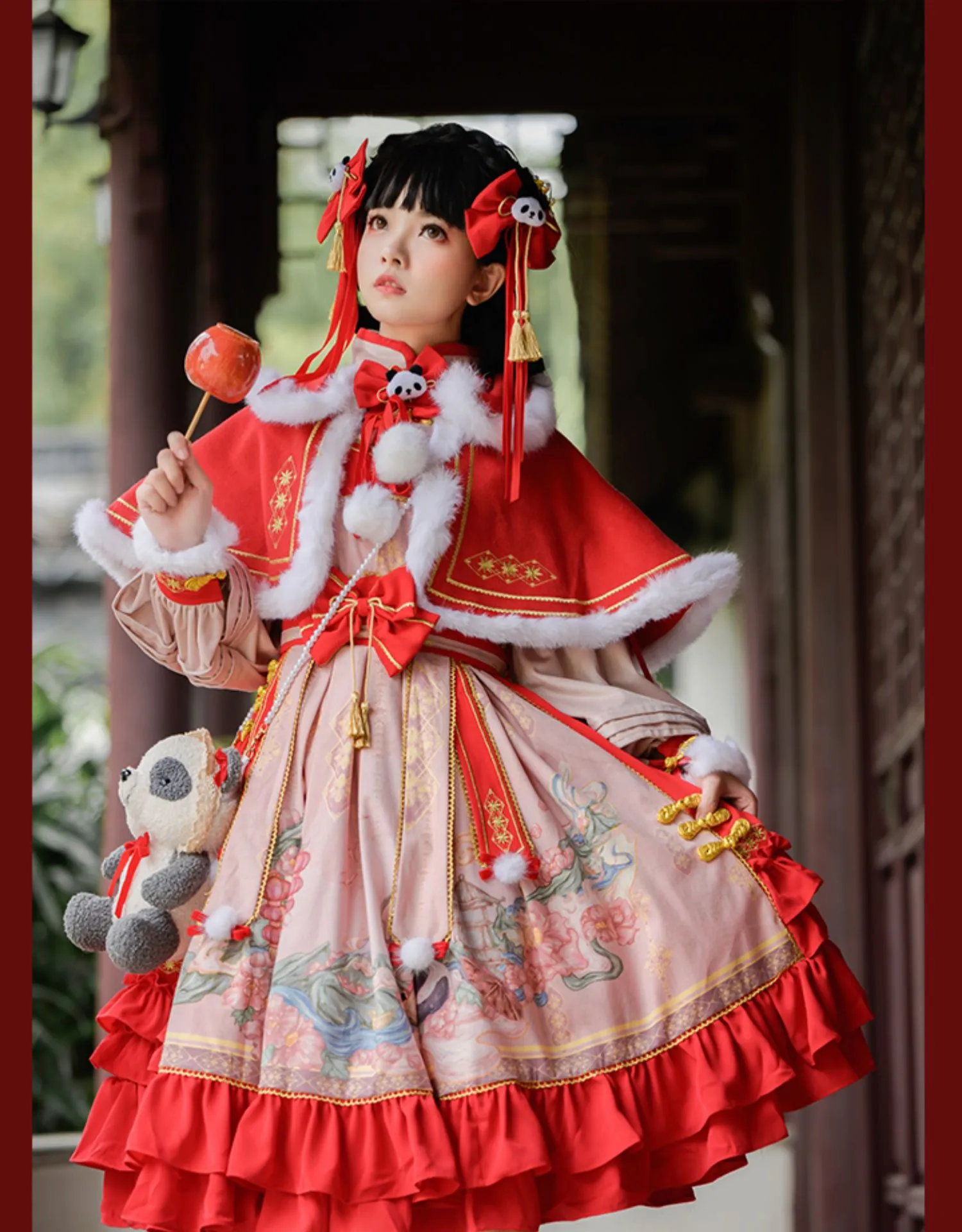 JSK Full Set♥Ready to Ship♥Red Panda ♥Chinese Style Lolita Dress