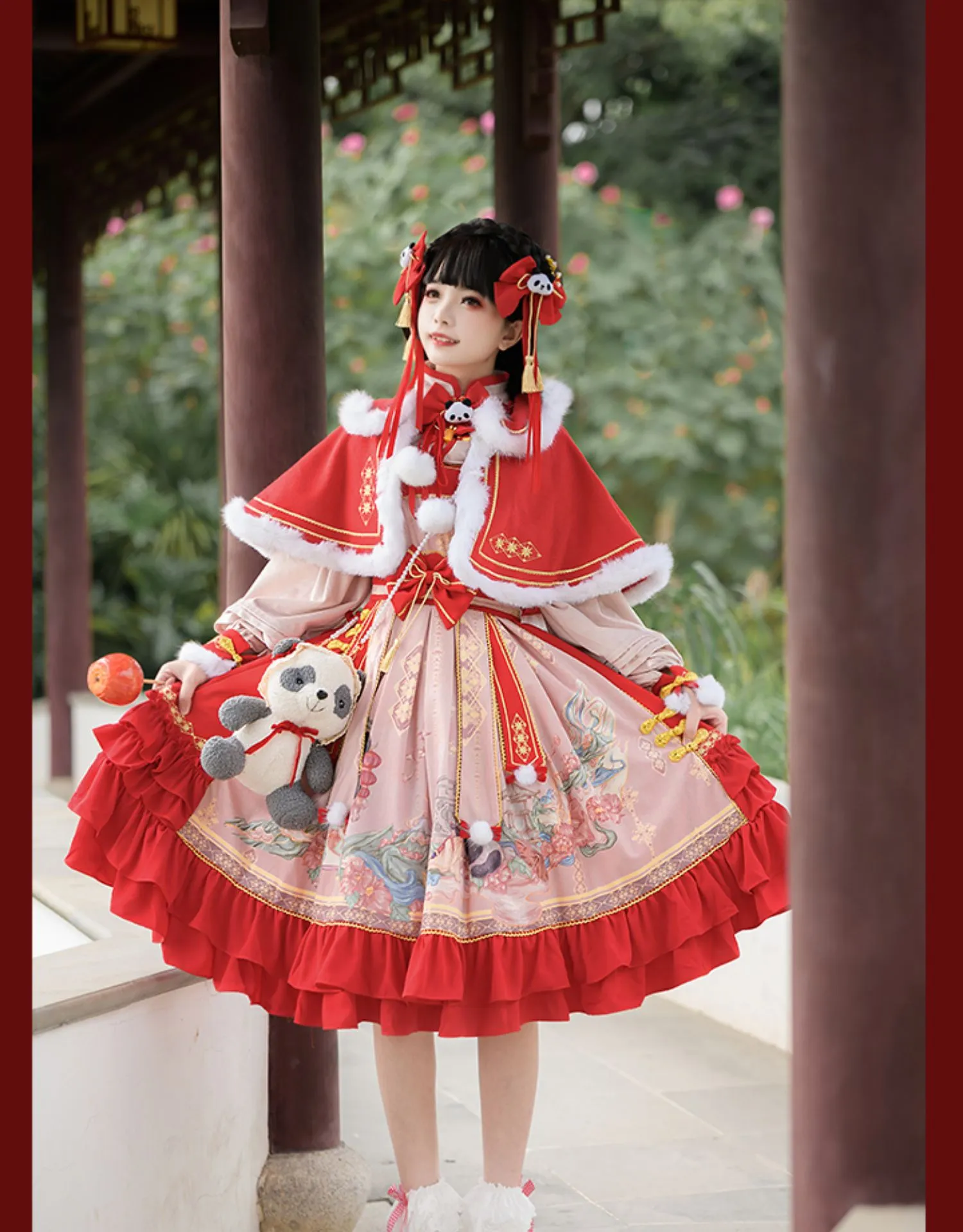 JSK Full Set♥Ready to Ship♥Red Panda ♥Chinese Style Lolita Dress