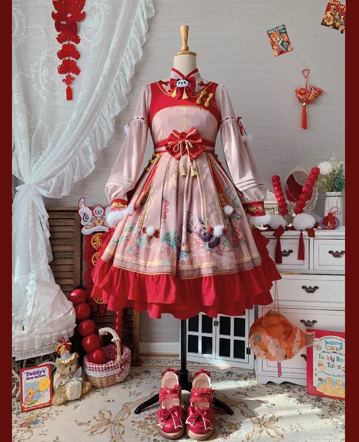 JSK Full Set♥Ready to Ship♥Red Panda ♥Chinese Style Lolita Dress