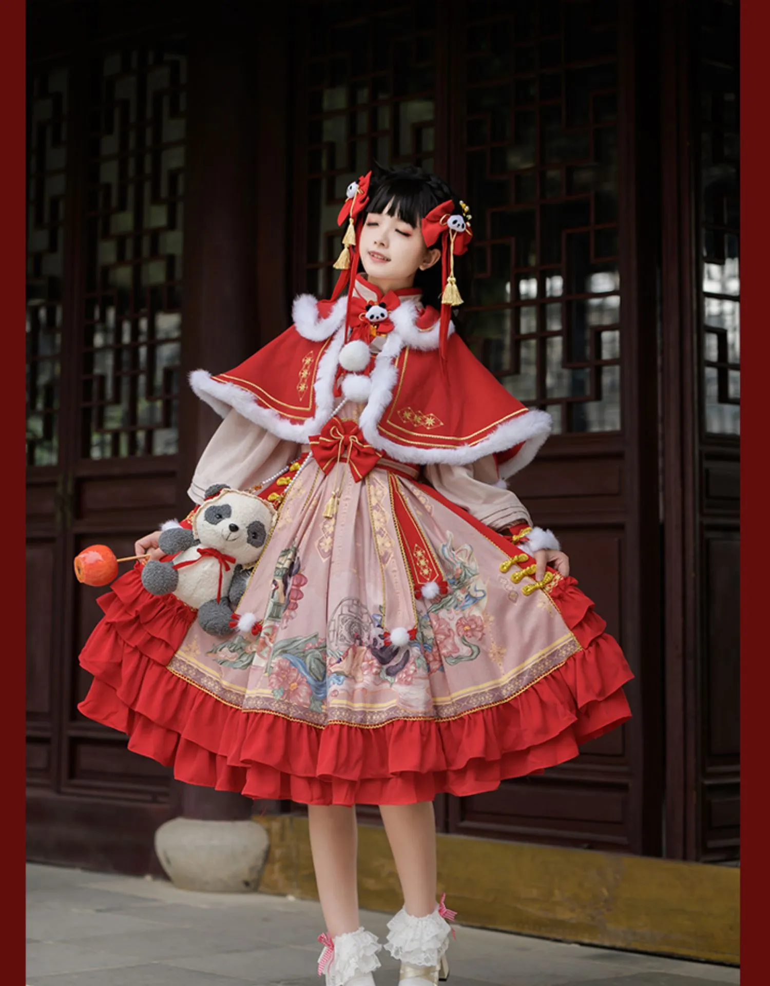 JSK Full Set♥Ready to Ship♥Red Panda ♥Chinese Style Lolita Dress