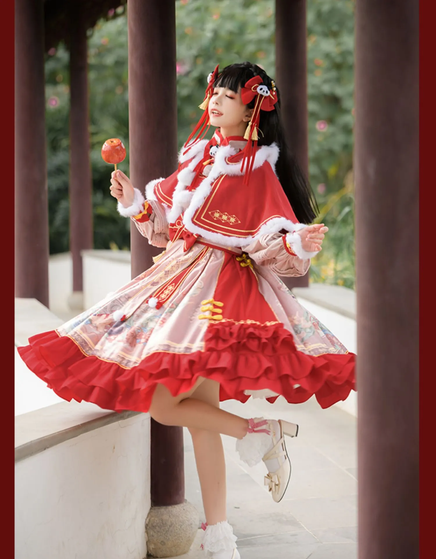 JSK Full Set♥Ready to Ship♥Red Panda ♥Chinese Style Lolita Dress