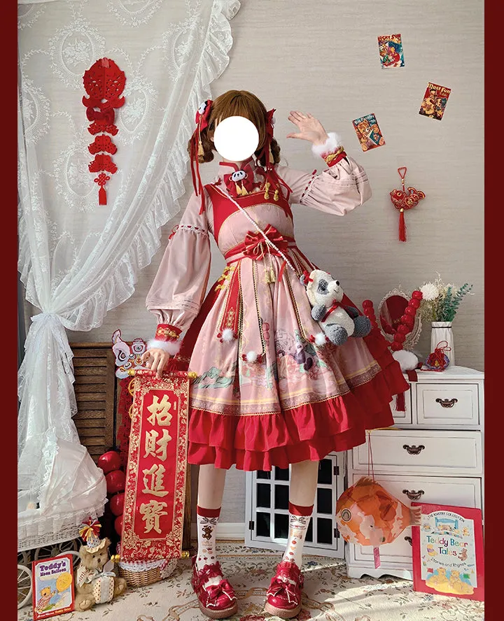 JSK Full Set♥Ready to Ship♥Red Panda ♥Chinese Style Lolita Dress
