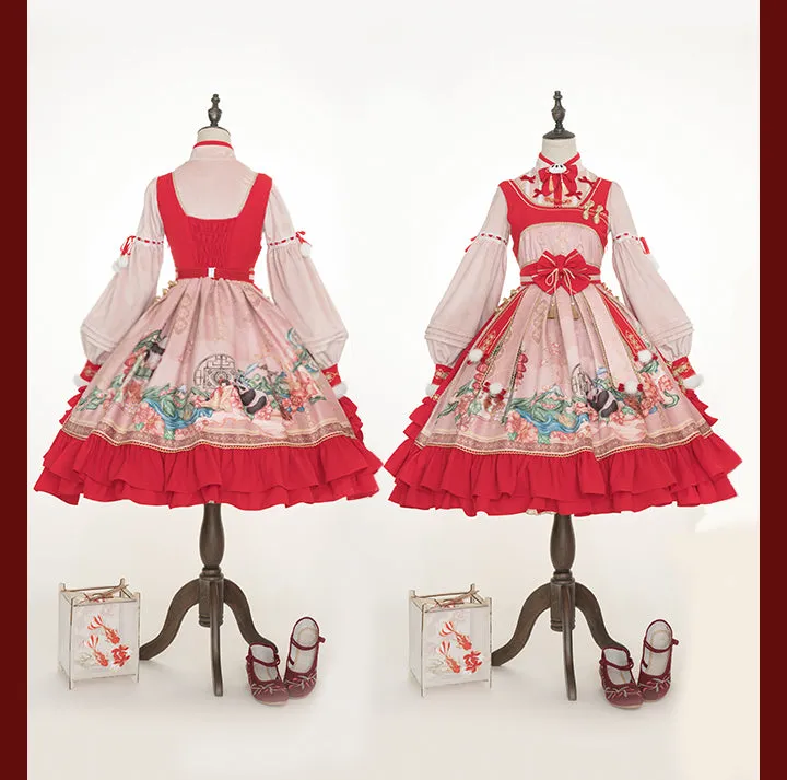 JSK Full Set♥Ready to Ship♥Red Panda ♥Chinese Style Lolita Dress