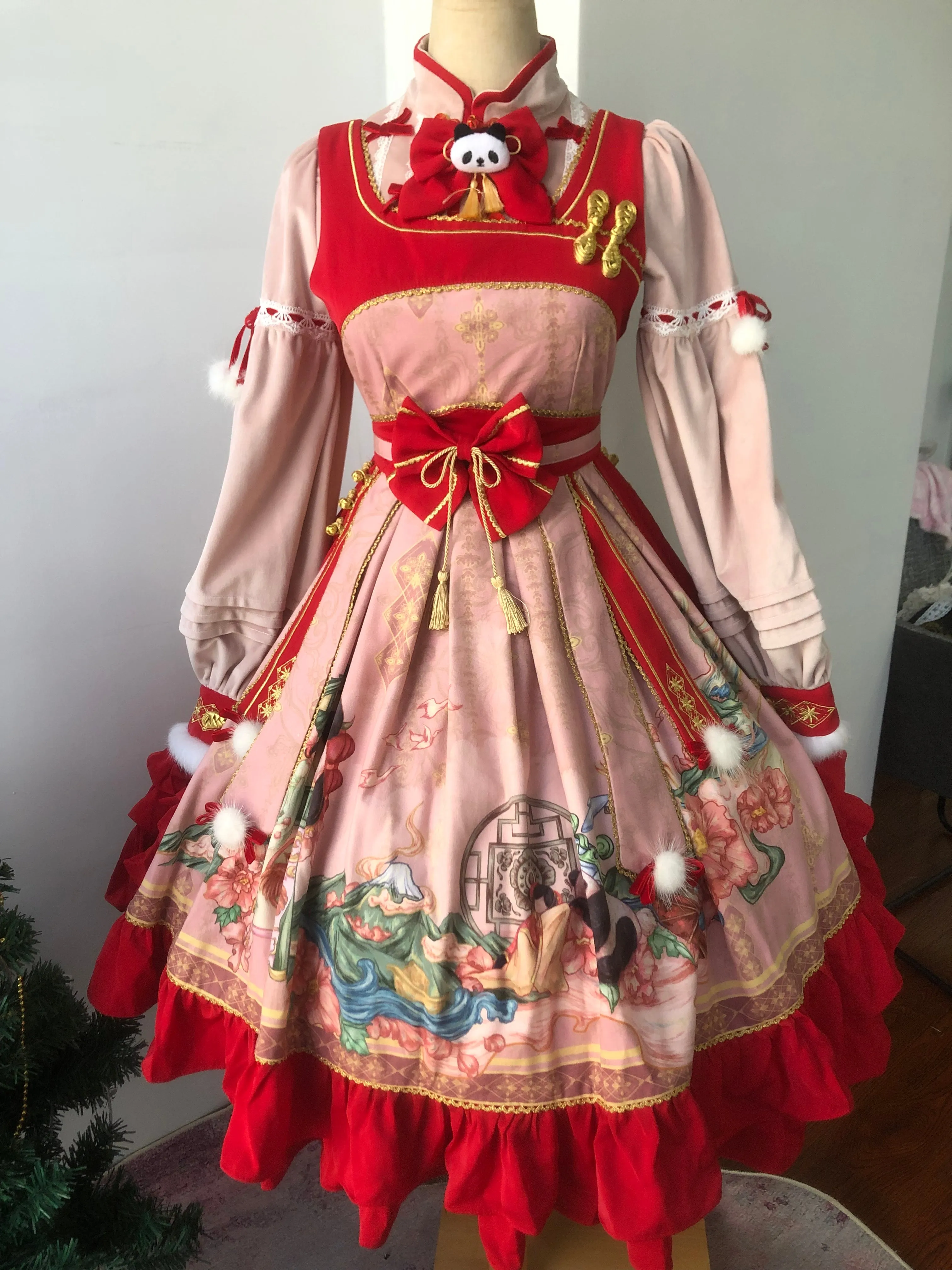 JSK Full Set♥Ready to Ship♥Red Panda ♥Chinese Style Lolita Dress