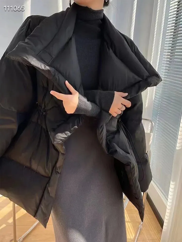 Large Lapel Collar Elegant Parka Duck Down Coat
