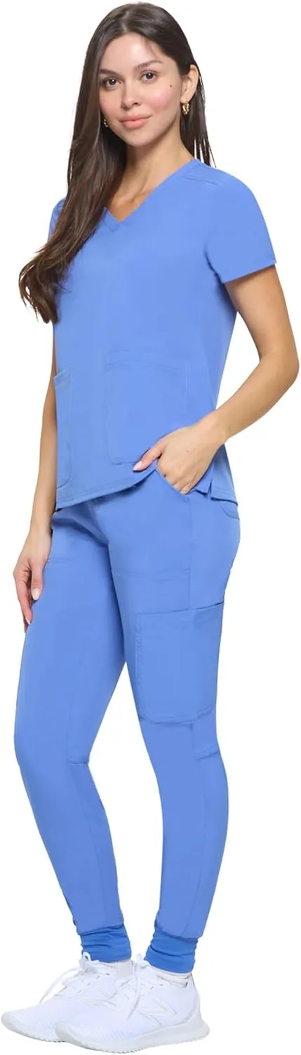M&M SCRUBS Women's Essential Jogger Scrub Set Nursing Uniform Clearance Cool Stretch Scrub Top and Pant Workwear