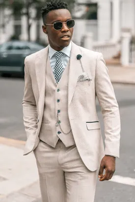 Men Beige Three Piece Suit Beach Wedding Suit Formal Party Wear Suit Dinner Suit Slim Fit Suit - Gift For Him